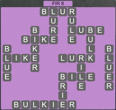 Answers of this level BIKE BIKER BILE BLUE BLUER BLUR BRIE BULK BULKIER LIKE LUBE LURE. . Wordscapes level 2248